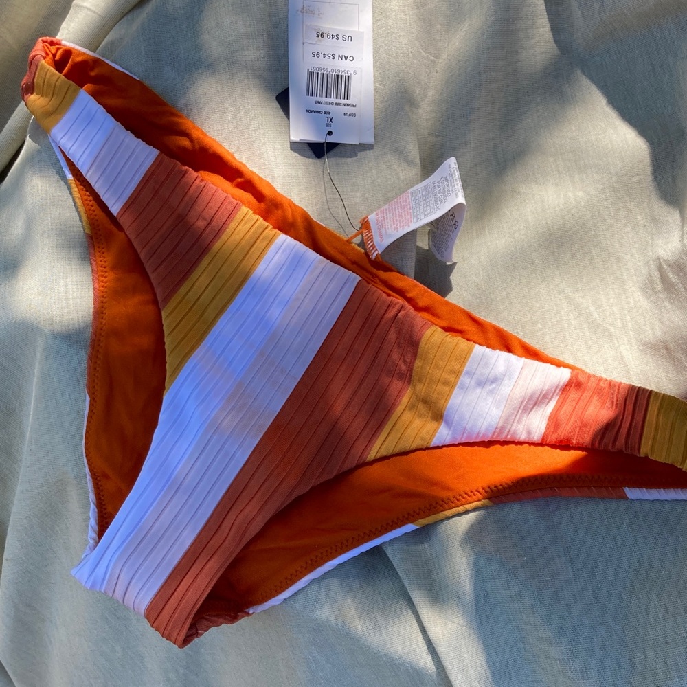 Rip curl premium surf ribbed stripe cheeky bikini bottoms pant XL